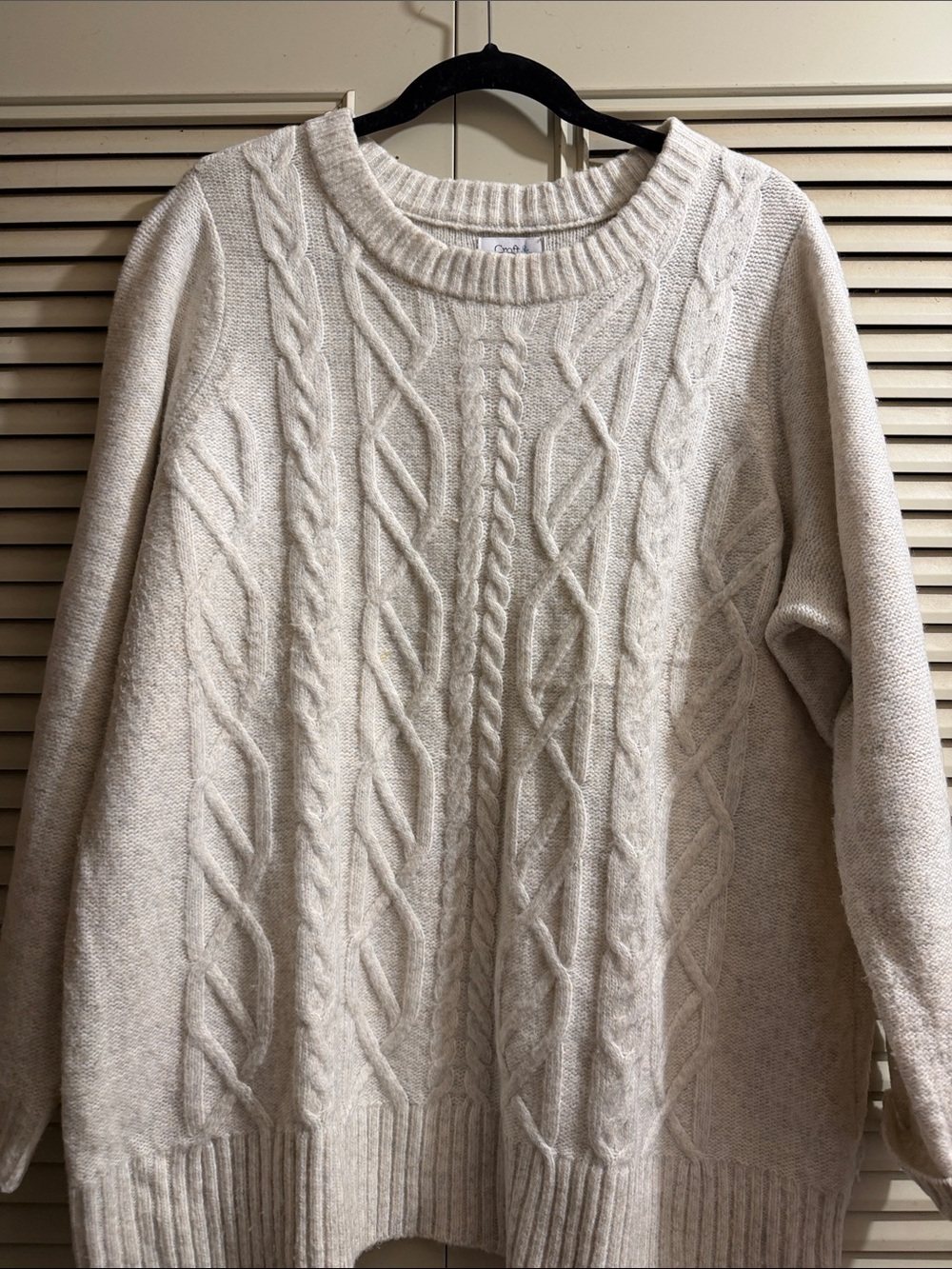 croft & barrow Cream Cable Knit Crewneck Sweater